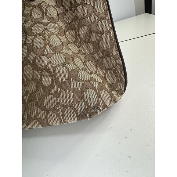 COACH TAYLOR PURSE Khaki & brown Signature C Jacquard Shoulder Tote Bag 37229 - Picture 5 of 11
